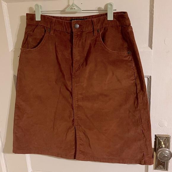 Brown Corduroy Knee Length Skirt - Picture 1 of 5